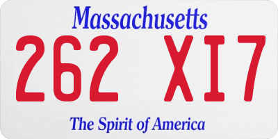MA license plate 262XI7