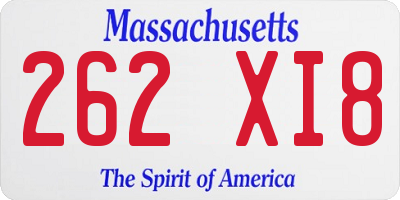 MA license plate 262XI8