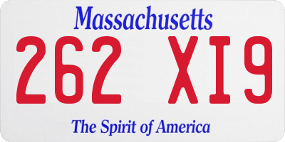 MA license plate 262XI9