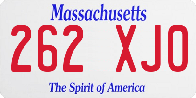 MA license plate 262XJ0