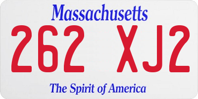 MA license plate 262XJ2