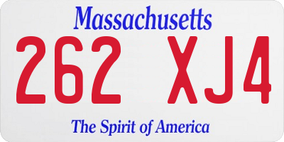 MA license plate 262XJ4