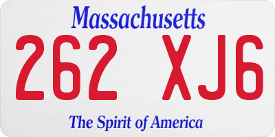 MA license plate 262XJ6