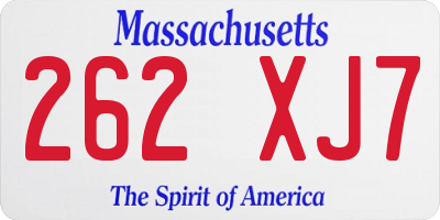 MA license plate 262XJ7