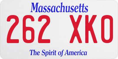 MA license plate 262XK0