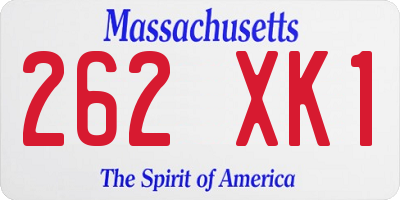 MA license plate 262XK1