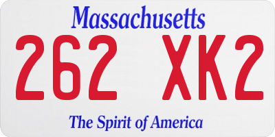 MA license plate 262XK2