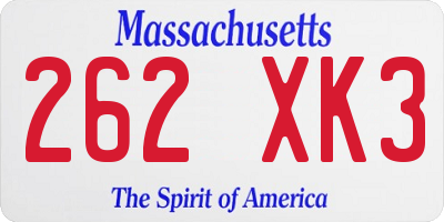 MA license plate 262XK3