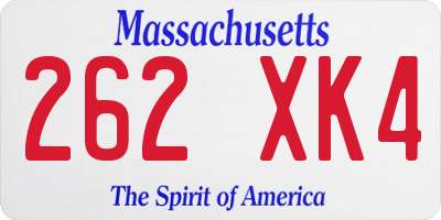 MA license plate 262XK4