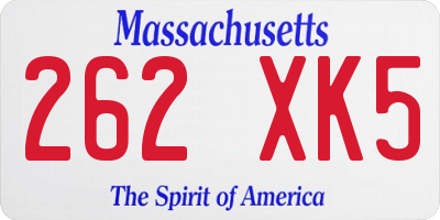 MA license plate 262XK5