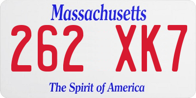 MA license plate 262XK7