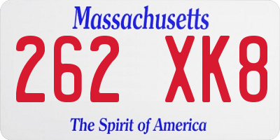 MA license plate 262XK8