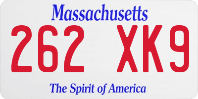 MA license plate 262XK9