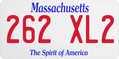 MA license plate 262XL2