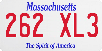 MA license plate 262XL3
