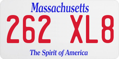 MA license plate 262XL8