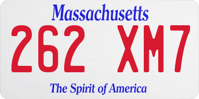 MA license plate 262XM7