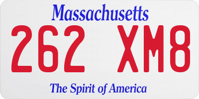 MA license plate 262XM8