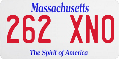 MA license plate 262XN0