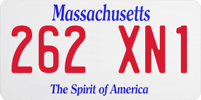 MA license plate 262XN1