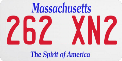 MA license plate 262XN2