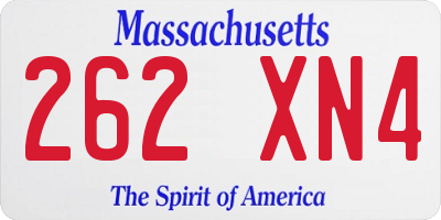 MA license plate 262XN4