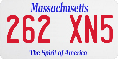 MA license plate 262XN5