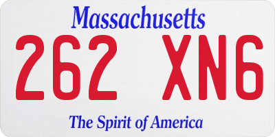 MA license plate 262XN6