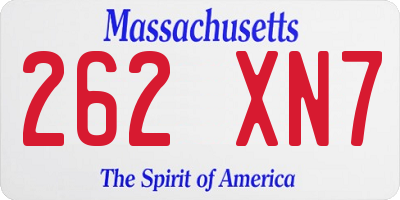 MA license plate 262XN7
