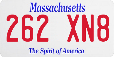 MA license plate 262XN8