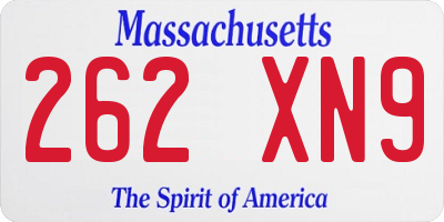 MA license plate 262XN9
