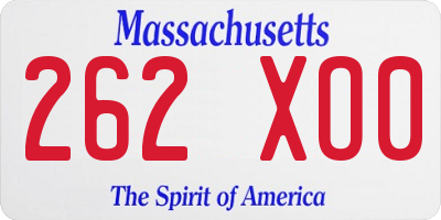 MA license plate 262XO0