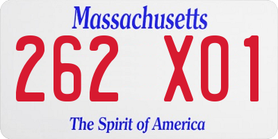 MA license plate 262XO1