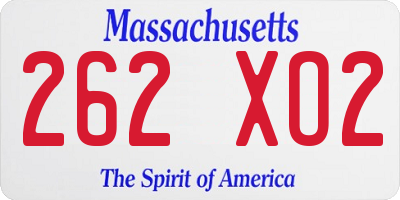 MA license plate 262XO2