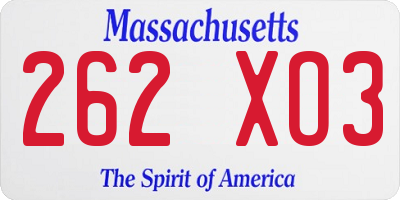 MA license plate 262XO3