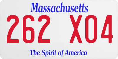 MA license plate 262XO4