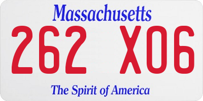 MA license plate 262XO6