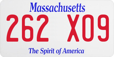 MA license plate 262XO9