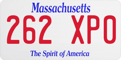 MA license plate 262XP0