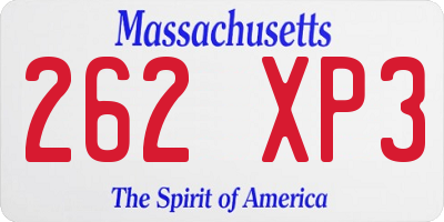 MA license plate 262XP3
