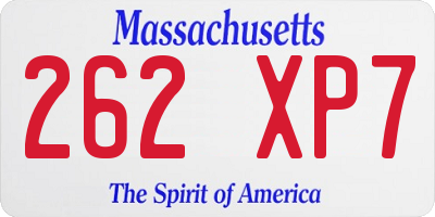 MA license plate 262XP7