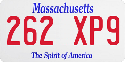 MA license plate 262XP9