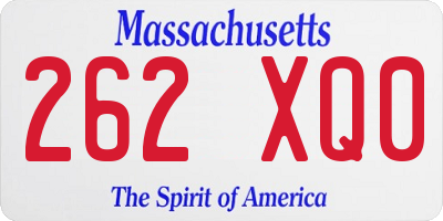 MA license plate 262XQ0