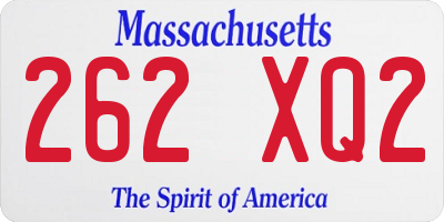 MA license plate 262XQ2