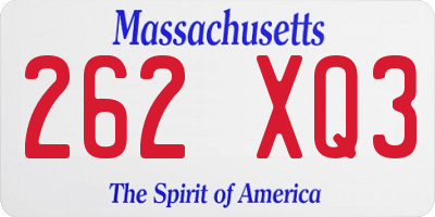 MA license plate 262XQ3