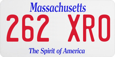 MA license plate 262XR0