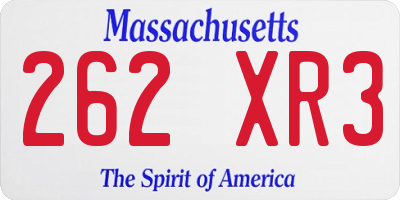 MA license plate 262XR3