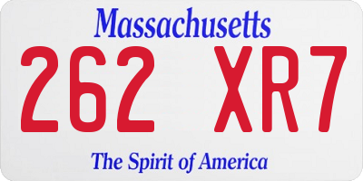 MA license plate 262XR7