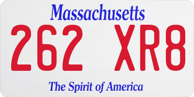 MA license plate 262XR8