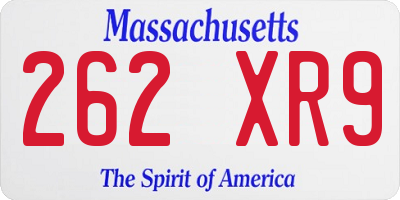 MA license plate 262XR9